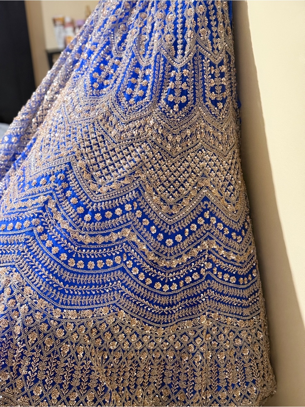 Royal Blue Lehenga with Gold Zari Work